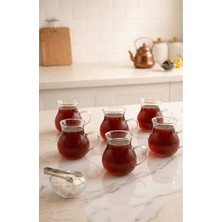 Porlisma Vera 6’lı Borosilikat Çizgili Cam Çay Bardağı Seti – Çizgili Çay Takımı 200 ml