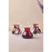 Porlisma Ehl-I Keyf 6’lı Borosilikat Cam Çay Bardağı Seti – Kulplu Çay Takımı 200 ml