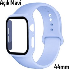 Marsilyan Ally Apple Watch 4-5-6 44MM Silikon Kordon Kayış ve Ekran Koruyucu KILIF-(5775)