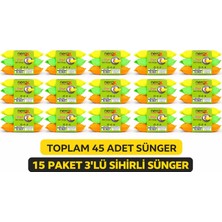 Popüler Sepet Nerox Magic Sihirli Sünger 3'lü 15 Paket Toplam 45 Adet Çok Amaçlı Temizlik Süngeri Mutfak Bulaşık Banyo Temizlik Süngeri