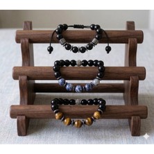 Lia Charm Erkek Doğal Taş Bileklik Seti - Lapis Lazuli, Kaplan Gözü & Oniks - 3'lü Kombin