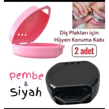 Vulli Diş Plakları Için Saklama Kabı (2 Adet) Pembe-Siyah