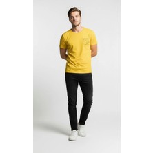 Maxi Modena Geometrik Eskiz Detaylı Sarı Erkek T-Shirt