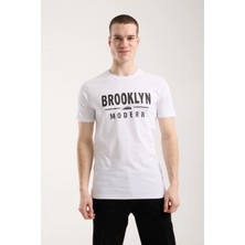 Maxi Modena Erkek Rahat Kesim Yazı Detaylı T-Shirt