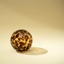 Qua Home Elio Sarı Kahverengi Dekoratif Cam Top - 15CM