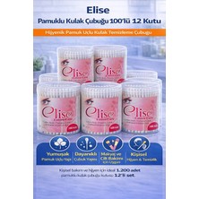 Popüler Sepet Elise Pamuklu Kulak Çubuğu 100'LÜ 12 Kutu Toplam 1200 Adet Pamuk Uçlu Kulak Temizleme Çubuğu Seti