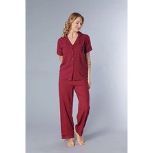 Flz Kısa Kol Çizgili Dokuma  Pijama Takımı 88-132