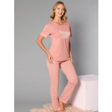Kadın Tişört Pantolon Pijama Takımı Rahat Ev Giyim Uzun Alt Kadın Pijama Takımı Dowry 08-136
