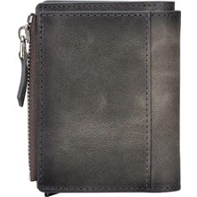 Marsilyan Deri Cüzdan ve Kartlık, Mekanizmalı, 10 Adet Kart Bölmeli, Efektli Gri