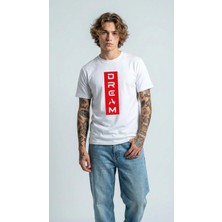 Hoxie Unisex Düz Renk Dream Dijital Baskılı Bisiklet Yaka Basic Tişört