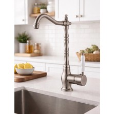 FUALORA Rustik Mutfak Evye Bataryası Mat Gümüş Inox