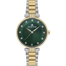 Navimarine NM223-04 Girdap Desenli Yeşil Kadran Taşlı Çift Renk Kadın Saati