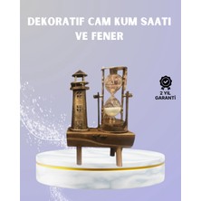Marsilyan Ahşap Kum Saati ve Deniz Feneri Figürü Bir Arada – Ev & Ofis Dekorasyonu