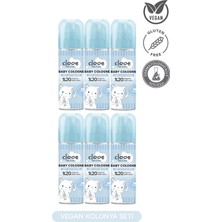Clooe Vegan Organik Aloe Veralı Hassas Cilt Uyumlu Yapışkan His Bırakmayan Taze Pamuksu Kokulu Yatıştırıcı ve Nemlendirici Bebek Kolonyası 6'lı Set 150 ml