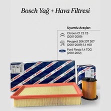 Bosch Yağ + Hava Filtresi Seti  Citroen C1 C2 C3 Peugeot 206 207 307 1.4 Hdı Ford Fiesta 1.4 Tdcı Uyumlu Filtre Takımı