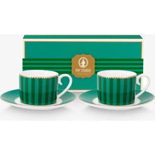 Pip Studio Love Birds Yeşil Porselen Kahve Fincan Seti 90 ml