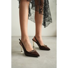 Trendella Kadın Acı Kahve Tokalı Topuklu Ayakkabı TR08MS34C