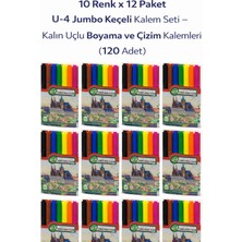 urfakent bilişim ve medya danışmanlık U-4 Jumbo Keçeli Kalem 10 Renk x 12 Paket – Kalın Uçlu Boyama ve Çizim Kalemi Seti (120 Adet)