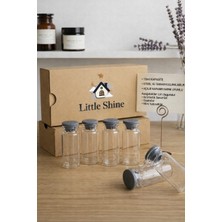 Little Shine Dekoratif Cam Şişe Çok Amaçlı Cam Flakon 10 ml Hediyelik Süs Hatıra Saklama Şişesi Plastik Tıpalı