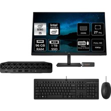 HP Elitedesk 8 Mini G1I Aı Core Ultra 5 225 96GB RAM 1TB SSD 27" FHD FreeDOS 998V3ETPN550 Mini PC + Per4 USB
