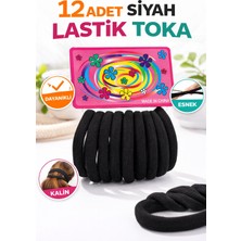 urfakent bilişim ve medya danışmanlık 12 Adet Siyah Lastik Toka Kalın Saç Lastiği Dayanıklı Esnek Saç Toplama Tokası Kadın ve Kız Çocuk Saç Aksesuarı