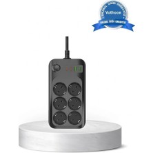 Vothoon Akım Korumalı 6'lı Priz 2xusb 2xtype-C Çıkış Yüksek Gerilim Koruma Çoklu Priz Çoğaltıcı