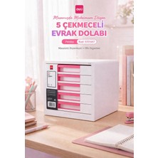 Deli 5 Çekmeceli Evrak Dolabı Pembe – Masaüstü Organizer, Geniş Depolama Alanı, Ofis ve Ev Düzenleyici