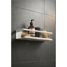 Zift Unique 25CM Paslanmaz Çelik Duş Rafı, Yapışkan Montaj Banyo Rafı,beyaz Mondern Şampuanlık