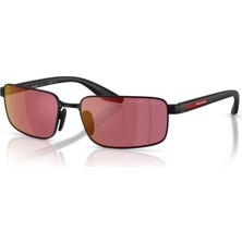 Prada Ps B54S 1BO07A 59 Linea Rossa Erkek Polarize Dikdörtgen Aynalı Siyah Metal Güneş Gözlüğü