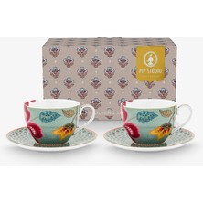 Pip Studio Fantasy Blooming Tales Mavi Porselen Çay Fincan Seti 280 ml