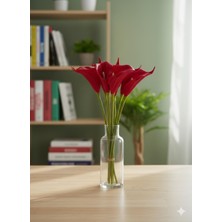 Bakburaya Yapay Çiçekçilik Yapay 8li Kırmızı Islak Gala Ev Vaxo Dekor Özel Gün Çiçeği