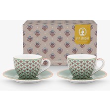 Pip Studio Fantasy Blooming Tales Mavi Porselen Kahve Fincan Seti 120 ml