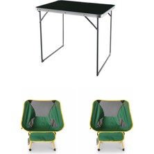 Kılıçaslan Camp Madfox Zenith Katlanır Kamp Masası Siyah +2 Adet Foldmesh Katlanır Sandalye Savanna Lime