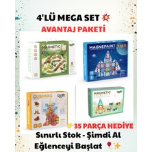 Oggia Manyetik Oyuncak Seti 3’lü (Racing Car + Magnepaint + Cubimag) – 35 Parça Magnetic Stick Hediyeli Eğitici Oyuncak