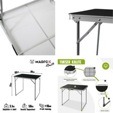Kılıçaslan Camp Madfox Zenith Katlanır Kamp Masası Siyah +3 Adet Foldmesh Katlanır Sandalye Savanna Lime