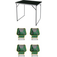 Kılıçaslan Camp Madfox Zenith Katlanır Kamp Masası Siyah+4 Adet Foldmesh Katlanır Kamp Sandalye Savanna Lime