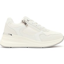 Derimod Kadın Beyaz Yandan Fermuarlı Bağcıklı Kalın Tabanlı Sneaker 26PFE457114