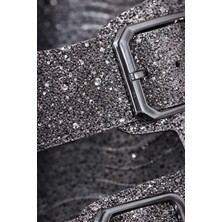 Slipcat Kadın Simli Çift Toka Kaymaz Taban Rahat Terlik