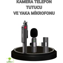 Marsilyan Vlog ve Canlı Yayın Için Çift Yaka Mikrofonu ve Tripodlu Selfie Çubuğu Seti