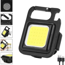 Marsilyan LED Anahtarlıklı Cep Boy Cob LED Metal Kasa Mıknatıslı Şişe Açacağı USB Li Şarj Edilebili