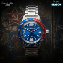 Eski Yeni Antik Vostok Amphibia Otomatik Mekanik Saat – Mavi Kadran, 200M Su Geçirmez, Sovyet Tasarım, Yeni Sezon
