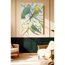 Mushen Studio Muhabbet Kuşları Çift Kanvas Tablo Büyük Boy Vintage Yağlıboya Tarzı Kuş Resmi
