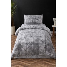 Vionetta Pamuklu Ranforce Ekose Gri Lastikli Çarşaflı 2 Yastıklı Tek Kişilik Nevresim Takımı