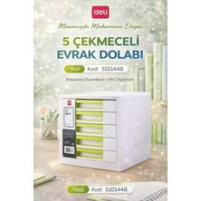 Deli 5 Çekmeceli Evrak Dolabı Yeşil – Masaüstü Organizer, Geniş Depolama Alanı, Ofis ve Ev Düzenleyici