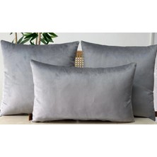 Elanora Home Dekoratif Kırlent Kılıfı,yüksek Kaliteli Kadife Koyu Gri Kumaş,,3’lü Set
