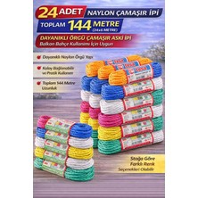 urfakent bilişim ve medya danışmanlık 24 Adet Naylon Çamaşır Ipi 6 Metre Dayanıklı Örgü Çamaşır Askı Ipi Toplam 144 Metre