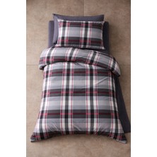 Vionetta Pamuklu Ranforce Ekose Siyah Tek Kişilik Lastikli Çarşaflı 2 Yastıklı Nevresim Takımı