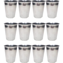 Marsilyan 12 Adet Paslanmaz Çelik Krom Bardak 9 x 7,5 x 5,5cm