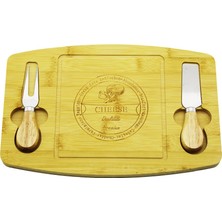 Marsilyan Bıçak Sağ-Sol 19X29CM -1.5cm Ahşap Bambu Kahvaltı Peynir Sunum Tabak 2peynir Bıçak=ahşap Sapl