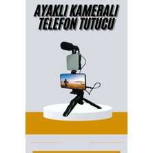 Marsilyan Tripod Telefon Tutucu Kumandalı Mikrofon LED Işık Vlog Video Kayıt